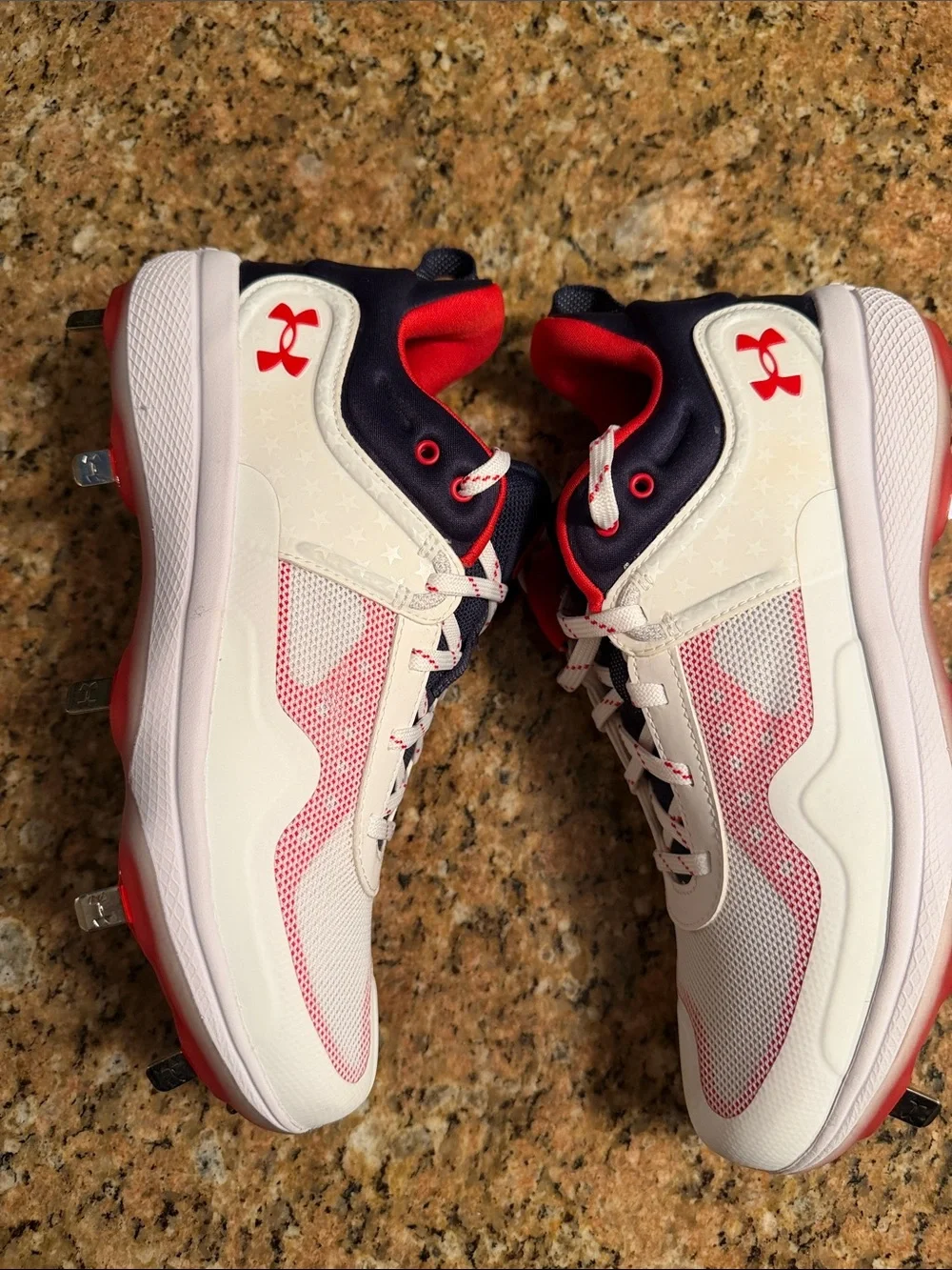 Under Armour White Navy Red  Athletic Cleats
